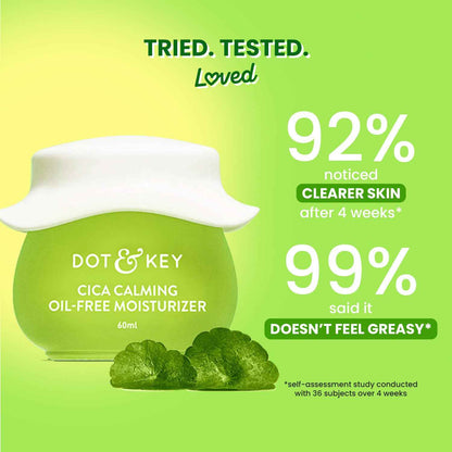 Dot & Key Cica Calming Oil Free Moisturizer | Lightweight Hydrating Face Moisturizer for Oily & Acne Prone Skin 60ml - GEHNA OFFICIAL