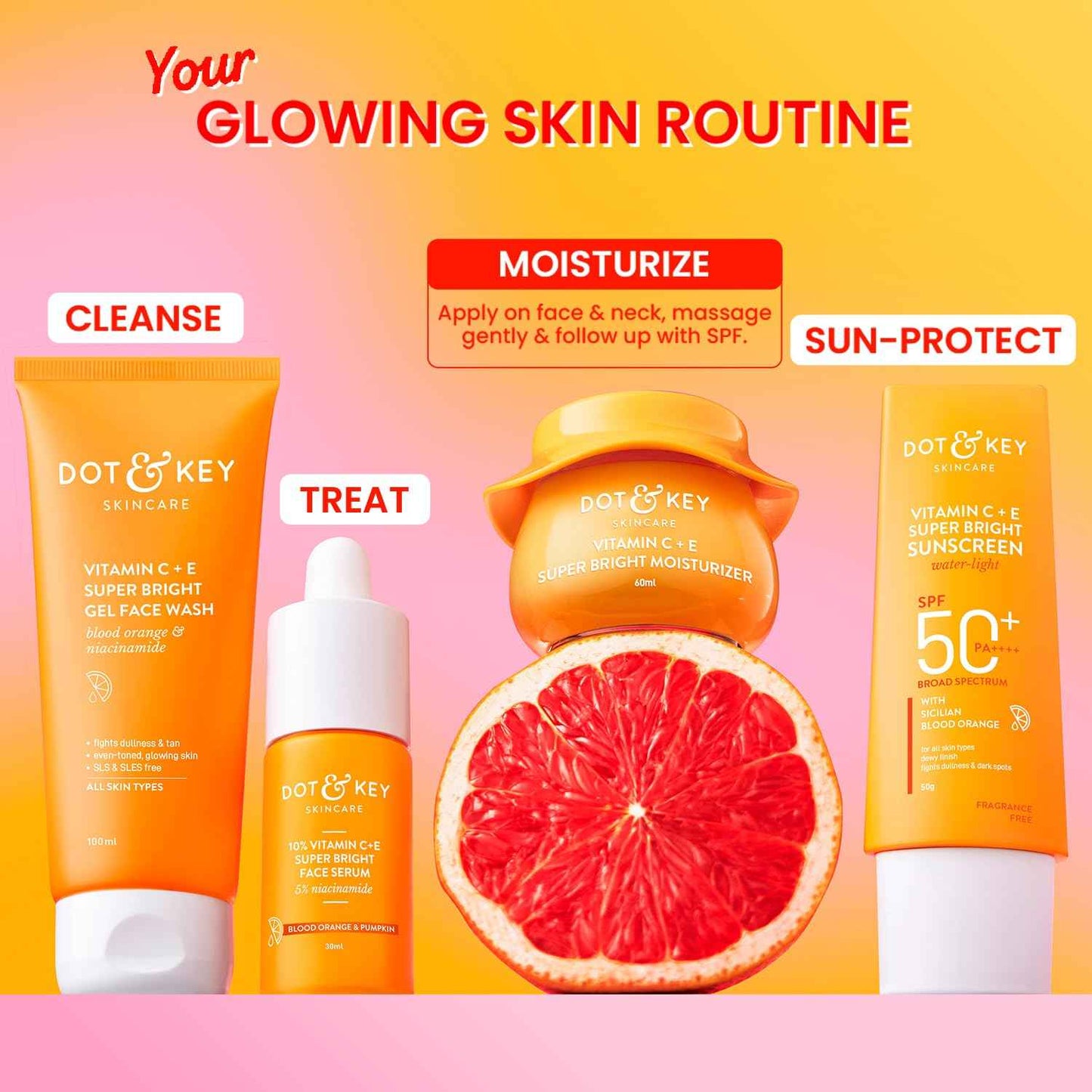 dot & key vitamin c + e super bright moisturizer | glow boosting face cream with blood orange 60ml - gehna official