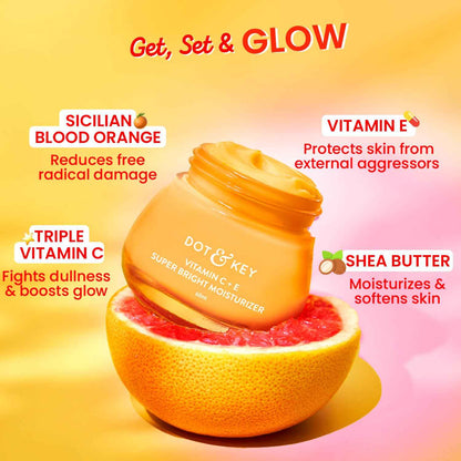 Dot & Key Vitamin C + E Super Bright Moisturizer | Glow Boosting Face Cream with Blood Orange 60ml - GEHNA OFFICIAL