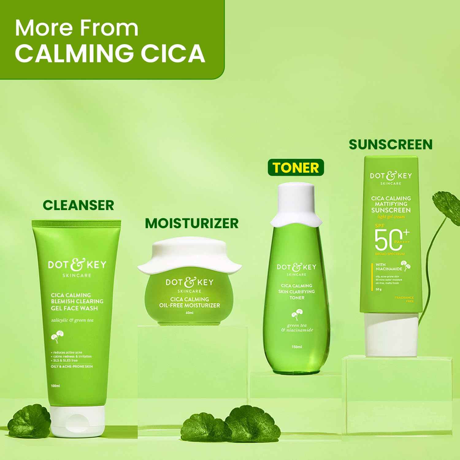 Dot & Key CICA Calming Skin Clarifying Toner with Green Tea & Niacinamide | 150ml - GEHNA OFFICIAL
