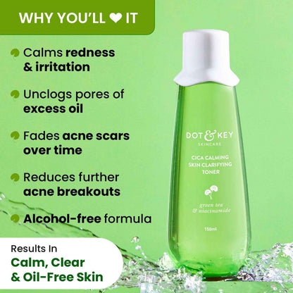 Dot & Key CICA Calming Skin Clarifying Toner with Green Tea & Niacinamide | 150ml - GEHNA OFFICIAL