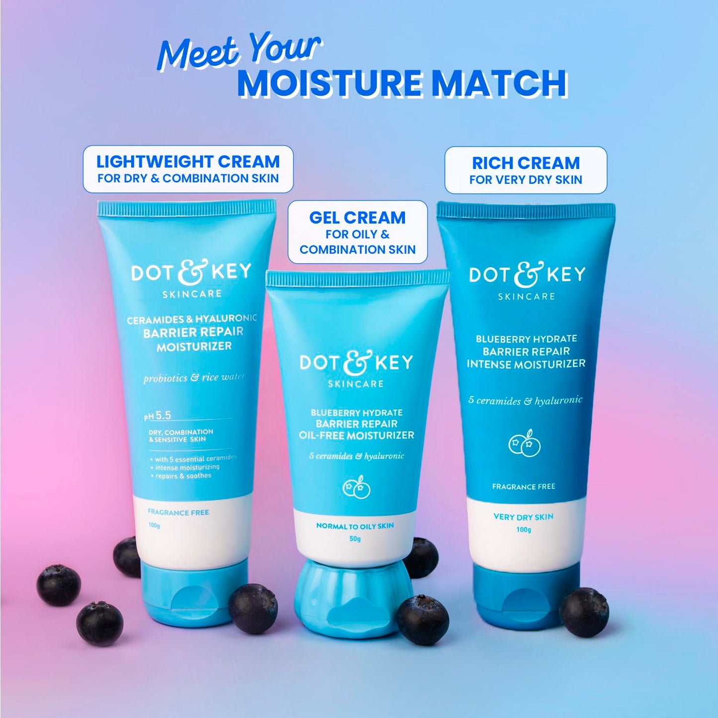 dot & key blueberry hydrate barrier repair intense moisturizer with 5 ceramides & hyaluronic acid | 100g - gehna official