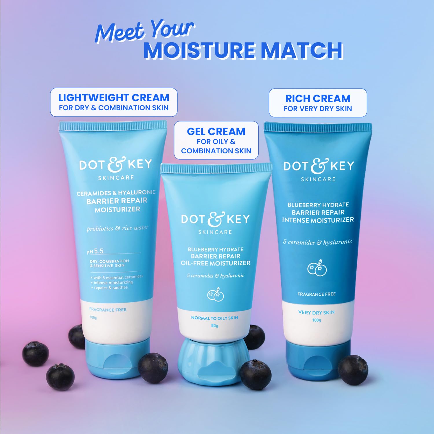 Dot & Key Blueberry Hydrate Barrier Repair Intense Moisturizer with 5 Ceramides & Hyaluronic Acid | 100g - GEHNA OFFICIAL