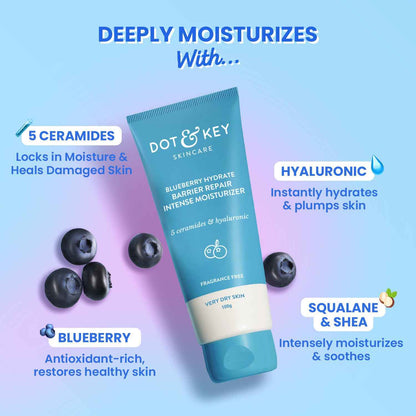Dot & Key Blueberry Hydrate Barrier Repair Intense Moisturizer with 5 Ceramides & Hyaluronic Acid | 100g - GEHNA OFFICIAL