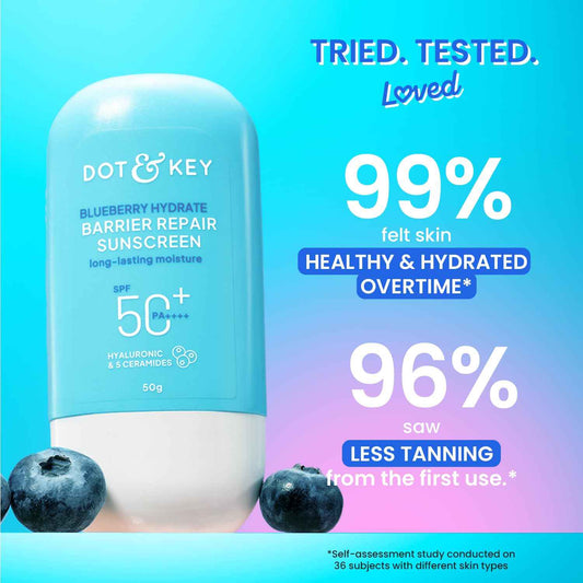 Dot & Key Blueberry Hydrate Barrier Repair Sunscreen SPF 50+ PA++++ with Hyaluronic Acid & 5 Ceramides | 50g