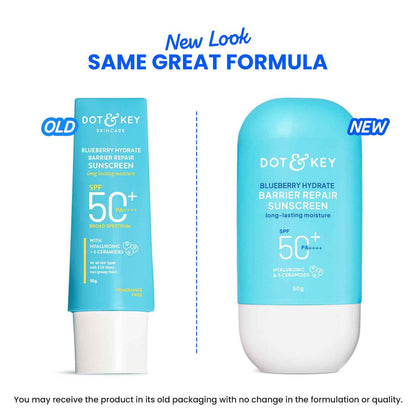 Dot & Key Blueberry Hydrate Barrier Repair Sunscreen SPF 50+ PA++++ with Hyaluronic Acid & 5 Ceramides | 50g - GEHNA OFFICIAL