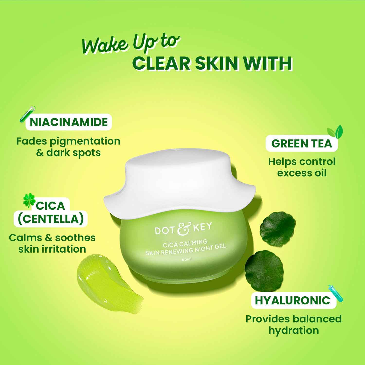 Dot & Key Cica Calming Skin Renewing Night Gel | Oil Free Overnight Repair Gel 25ml - GEHNA OFFICIAL