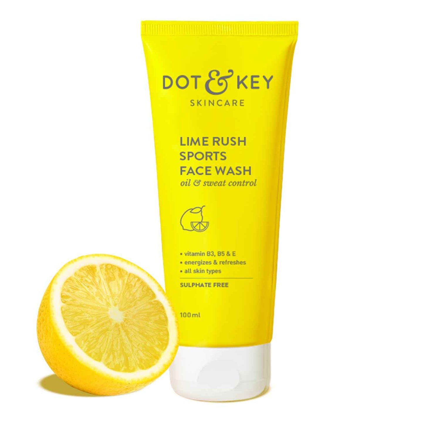 dot & key lime rush sports face wash | oil & sweat control refreshing cleanser 100ml - gehna official