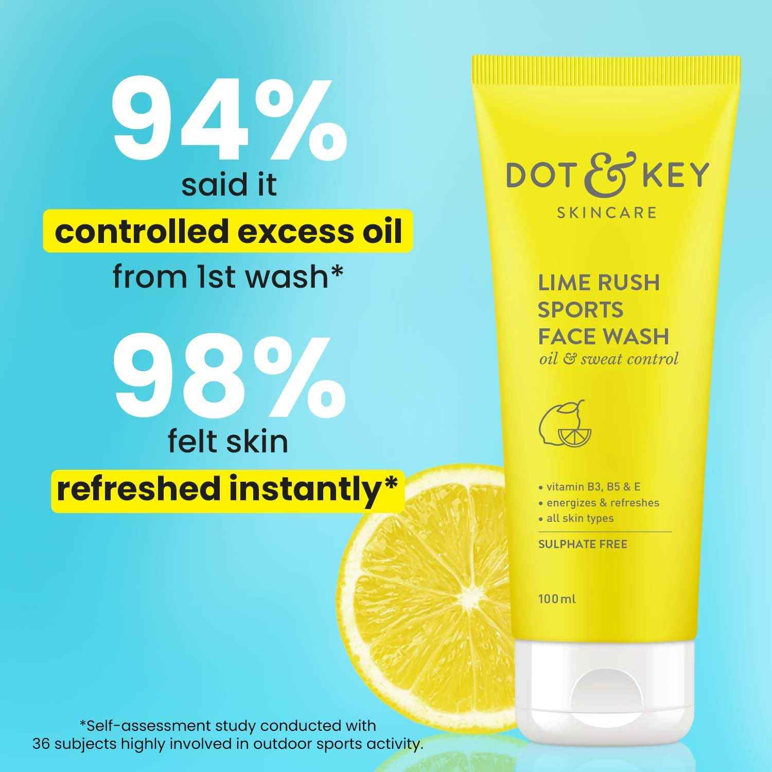 Dot & Key Lime Rush Sports Face Wash | Oil & Sweat Control Refreshing Cleanser 100ml - GEHNA OFFICIAL