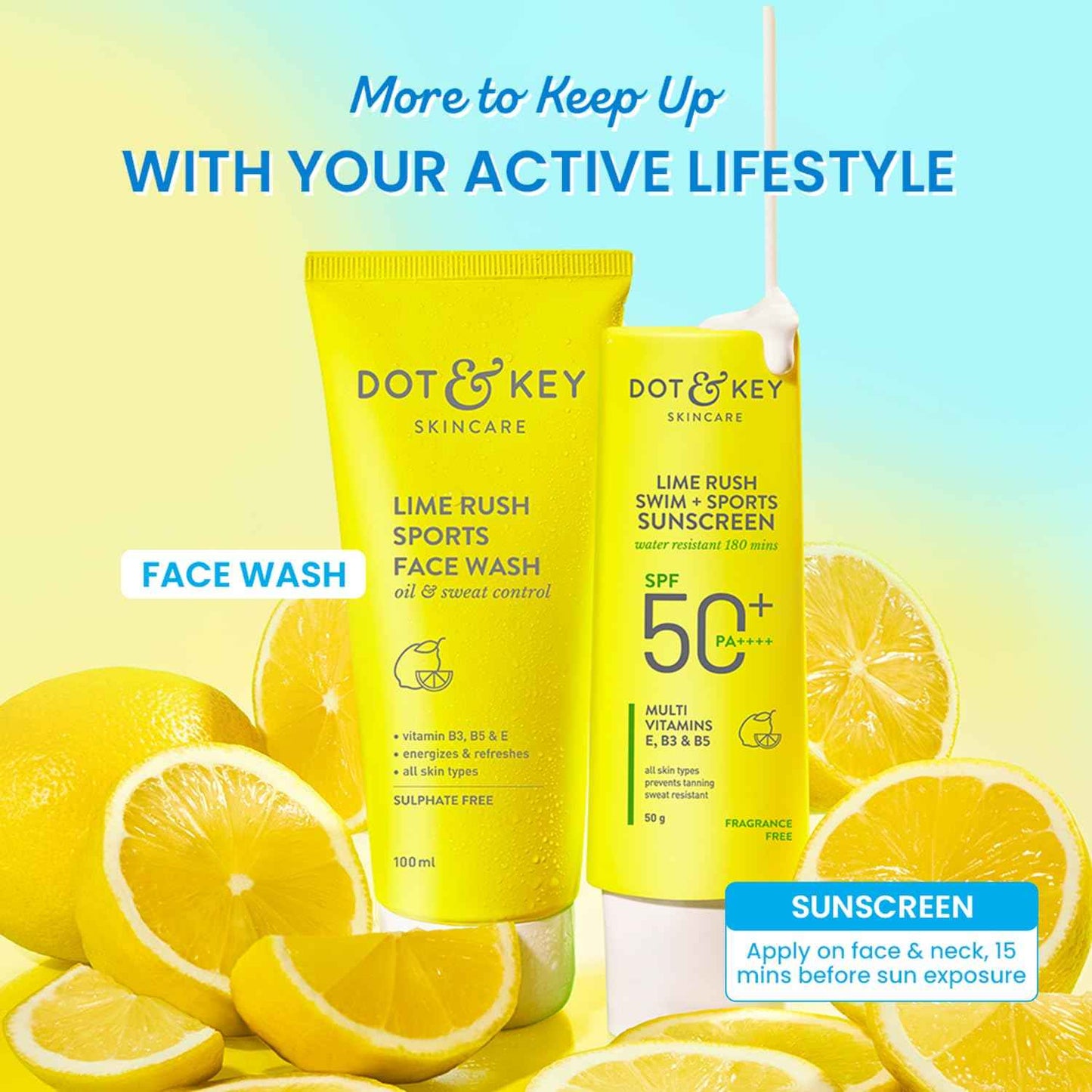 dot & key lime rush swim + sports sunscreen spf 50+ pa++++ water resistant | 50g - gehna official