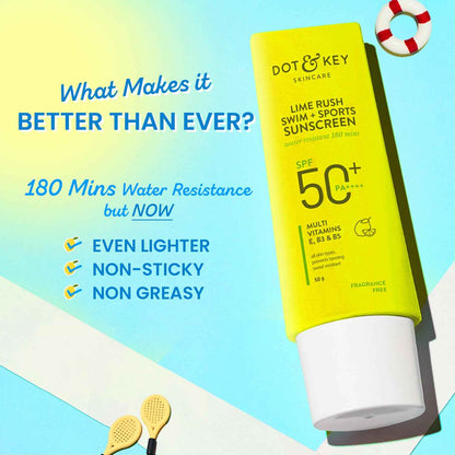 Dot & Key Lime Rush Swim + Sports Sunscreen SPF 50+ PA++++ Water Resistant | 50g - GEHNA OFFICIAL
