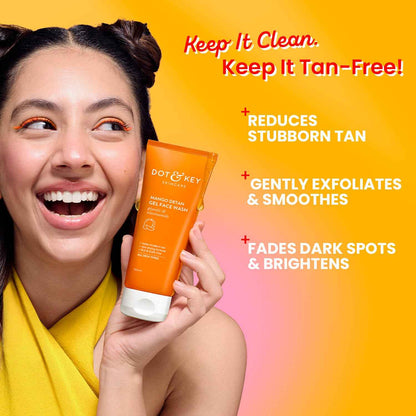 Dot & Key Mango Detan Gel Face Wash | Glycolic Acid & Niacinamide Tan Removal Cleanser 100ml - GEHNA OFFICIAL