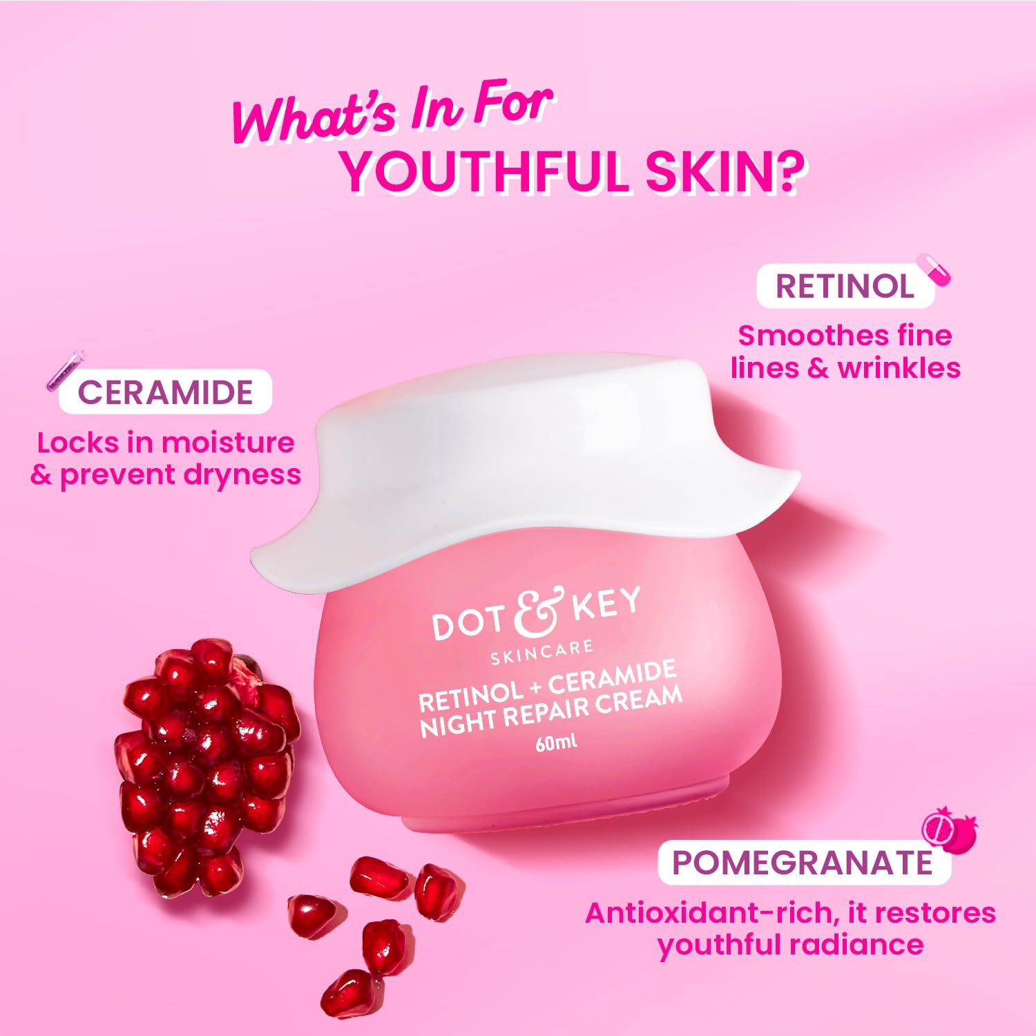 Dot & Key Retinol + Ceramide Night Repair Cream | Anti Ageing & Barrier Repair Face Cream 60ml - GEHNA OFFICIAL