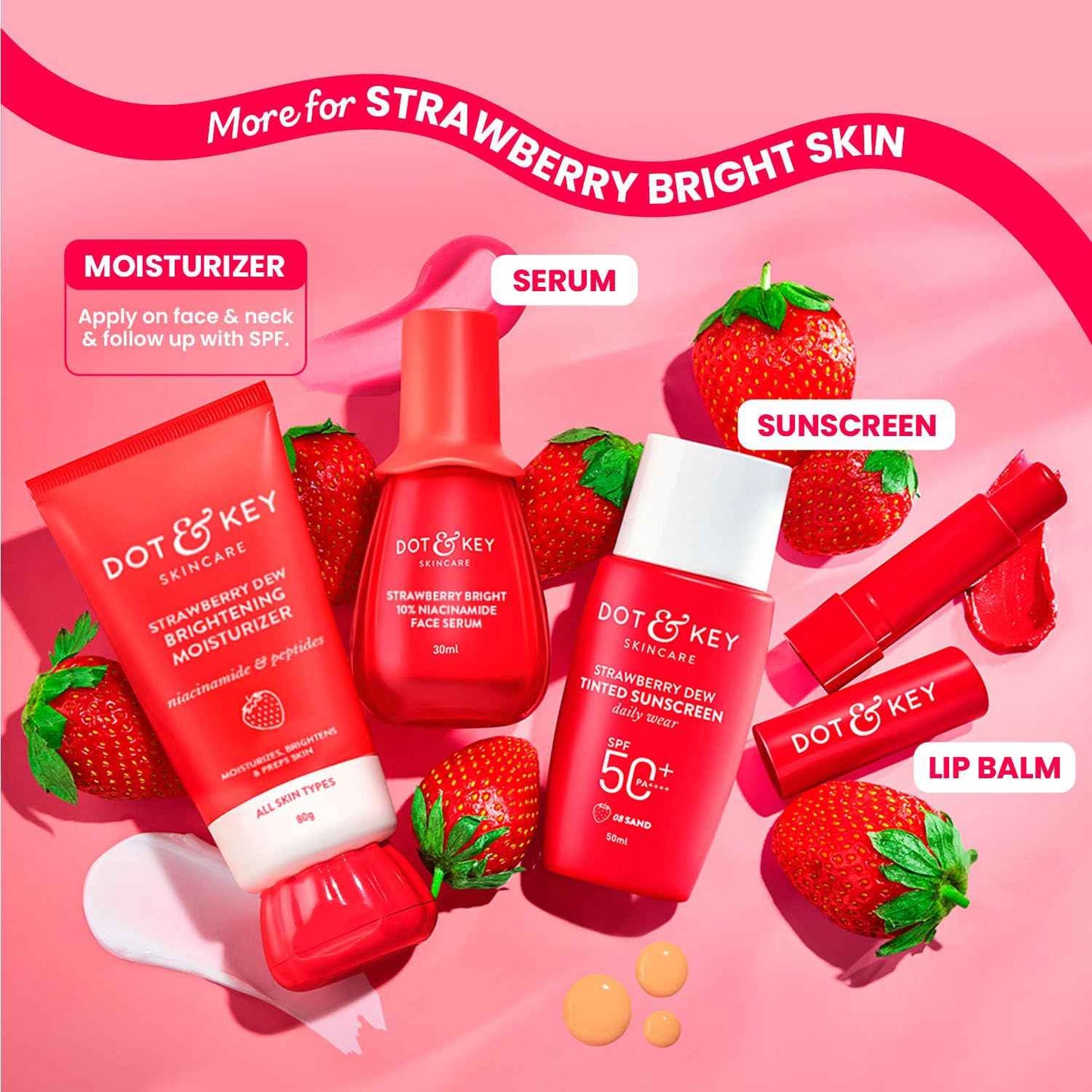 dot & key strawberry dew brightening moisturizer with niacinamide & peptides | 80g - gehna official