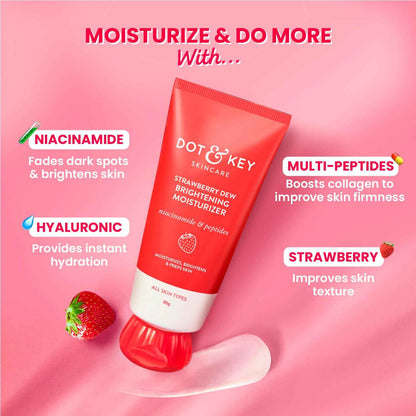 Dot & Key Strawberry Dew Brightening Moisturizer with Niacinamide & Peptides | 80g - GEHNA OFFICIAL