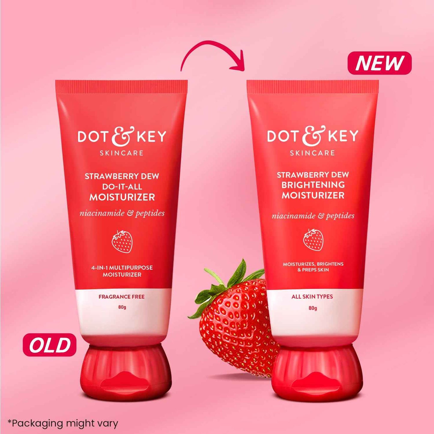 dot & key strawberry dew brightening moisturizer with niacinamide & peptides | 80g - gehna official
