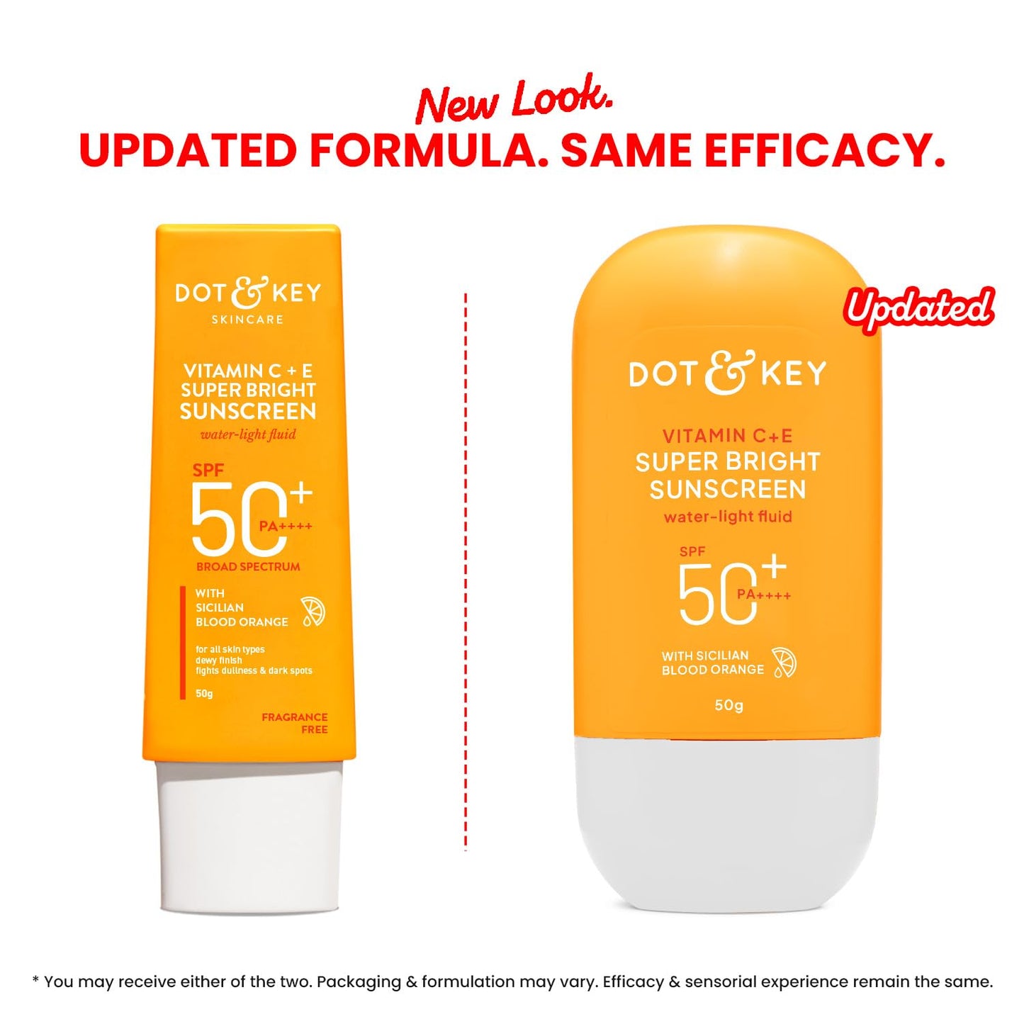 dot & key vitamin c + e super bright sunscreen spf 50+ pa++++ water light fluid | 50g - gehna official