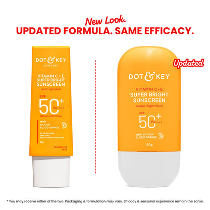 Dot & Key Vitamin C + E Super Bright Sunscreen SPF 50+ PA++++ Water Light Fluid | 50g - GEHNA OFFICIAL