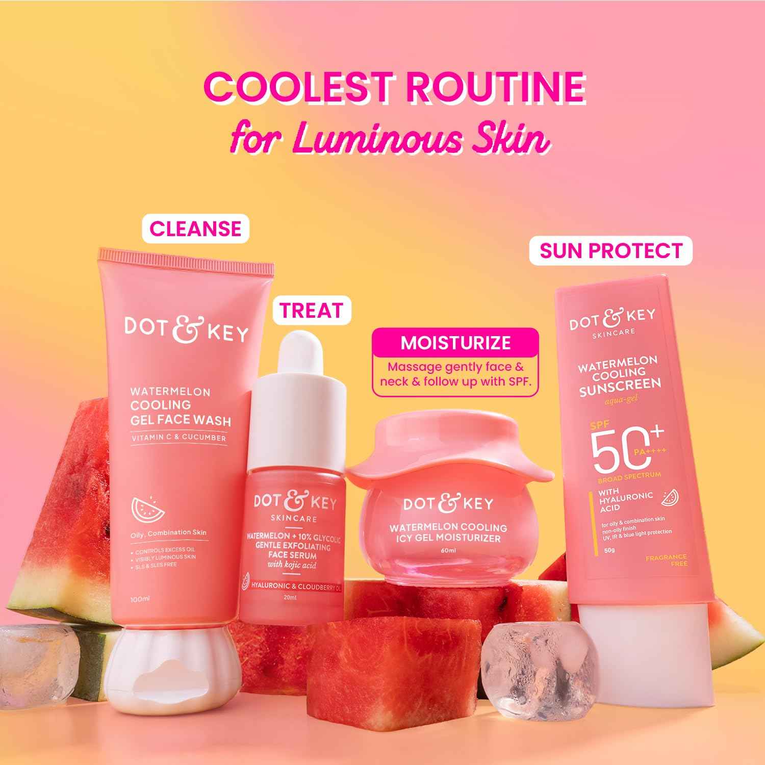 Dot & Key Watermelon Cooling Icy Gel Moisturizer | Lightweight Hydrating Face Gel 60ml - GEHNA OFFICIAL