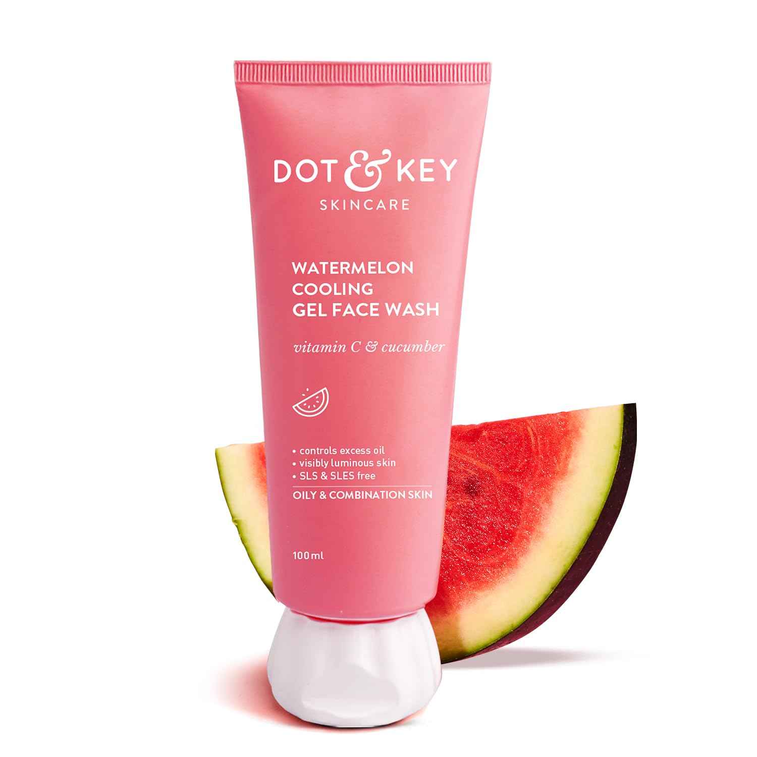 Dot & Key Watermelon Cooling Gel Face Wash | Vitamin C & Cucumber Refreshing Cleanser 100ml - GEHNA OFFICIAL