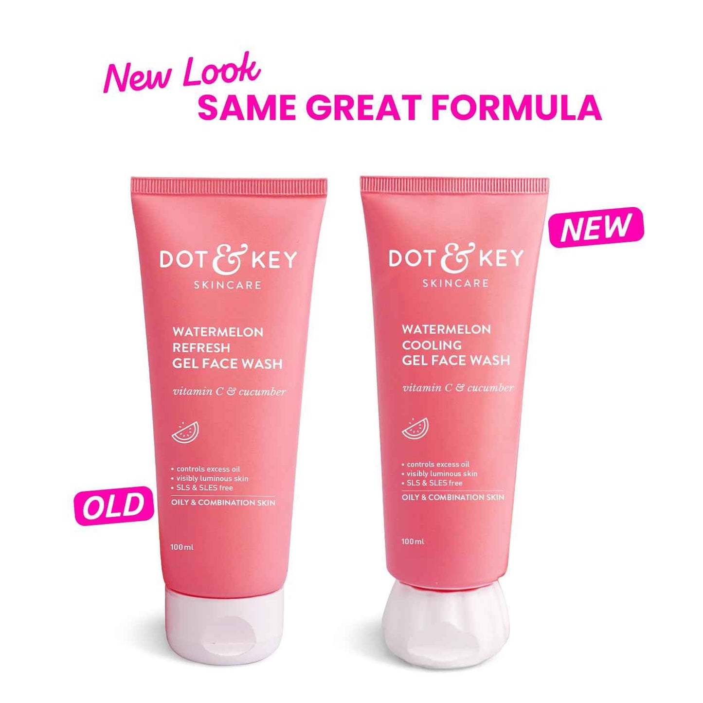 dot & key watermelon cooling gel face wash | vitamin c & cucumber refreshing cleanser 100ml - gehna official