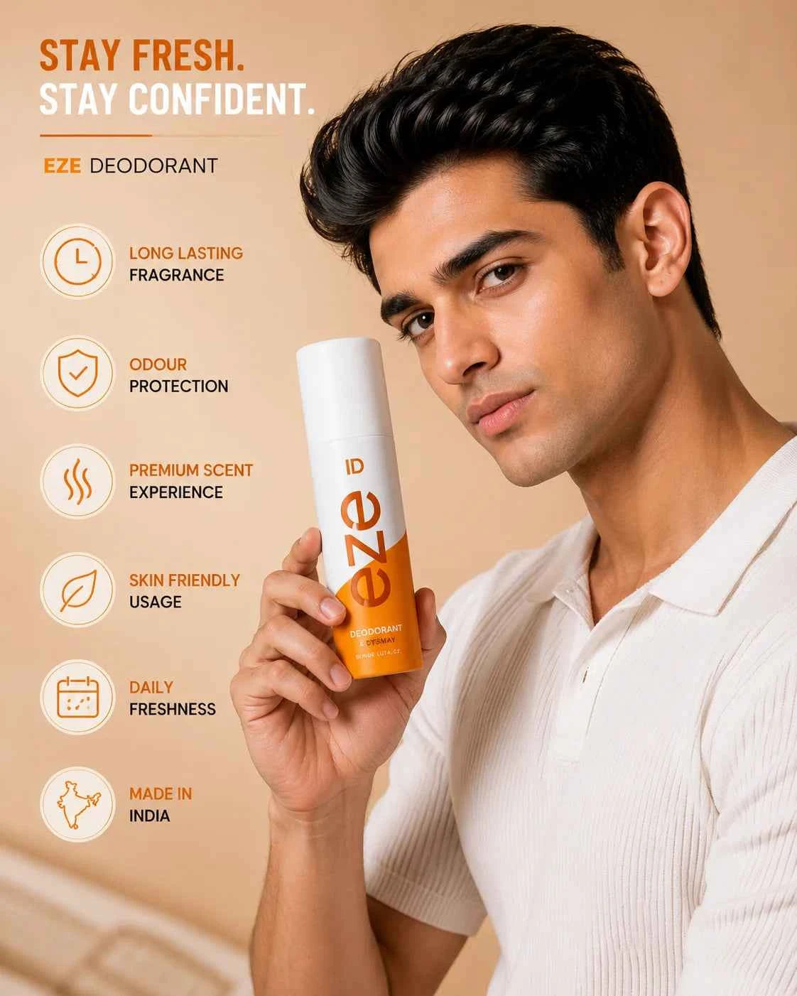 EZE ID Premium Deodorant Body Spray for Men 150ml, Long Lasting Freshness & Confidence