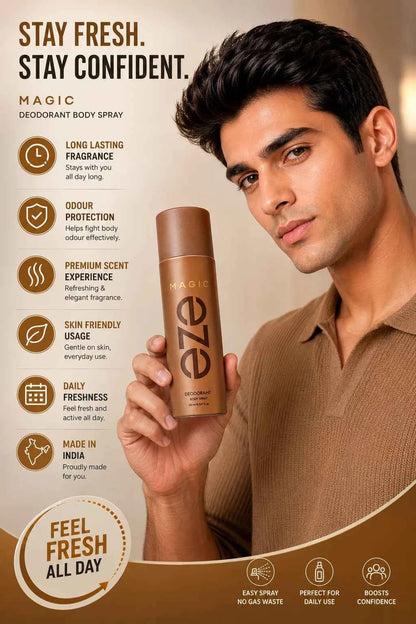 EZE Magic Premium Deodorant Body Spray 150ml, Long Lasting Luxury Fragrance for Men