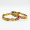 Emerald Gold Plated Bangles: Exquisite Ruby and Green Accents for Timeless Elegance