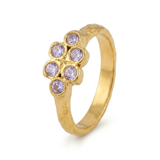 Floral American Diamond Gold Plated Ring for Women | Designer CZ Ring