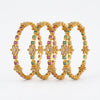 Floral Mosaic Gold Plated Bangles Set – Elevate Your Style with Ruby & Emerald Accents