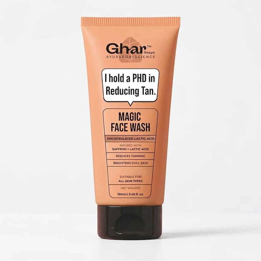 Ghar Magic Face Wash 100ml with Saffron & Encapsulated Lactic Acid | Tan Removal Face Wash for Bright & Healthy Looking Skin - GEHNA OFFICIAL