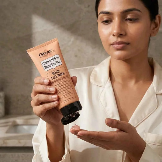 Ghar Magic Face Wash 100ml with Saffron & Encapsulated Lactic Acid | Tan Removal Face Wash for Bright & Healthy Looking Skin - GEHNA OFFICIAL