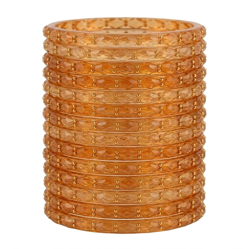 raindrop glass bangles with golden beads, traditional indian glass chudi set
