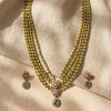 Enhance Your Style with Our Green Beaded Necklace Set with Earrings