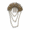 Golden Crystal Pearl Bridal Hair Comb with Hanging Pearl Chains