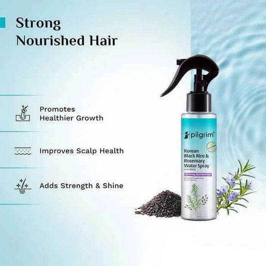 Pilgrim Korean Black Rice & Rosemary Water Spray with Biotin | Hair Growth & Scalp Care Spray | Sulphate Free Hair Mist | Strong & Nourished Hair
