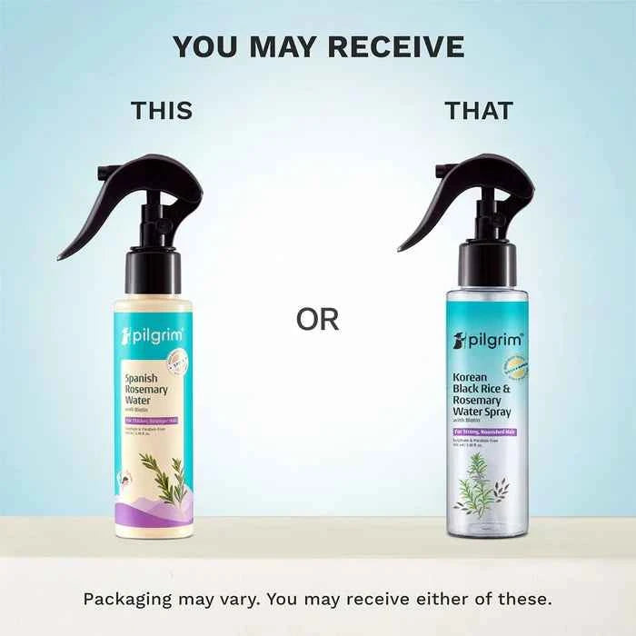 pilgrim korean black rice & rosemary water spray with biotin | hair growth & scalp care spray | sulphate free hair mist | strong & nourished hair