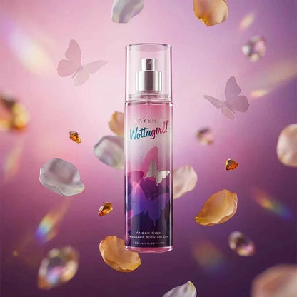 Layer'r Wottagirl Amber Kiss Perfumed Body Splash for Women 135ml Long Lasting Fragrance Mist