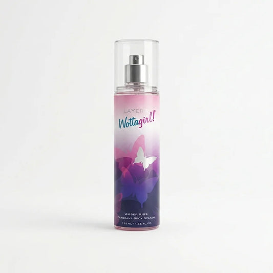 Layer'r Wottagirl Amber Kiss Perfumed Body Splash for Women 135ml Long Lasting Fragrance Mist