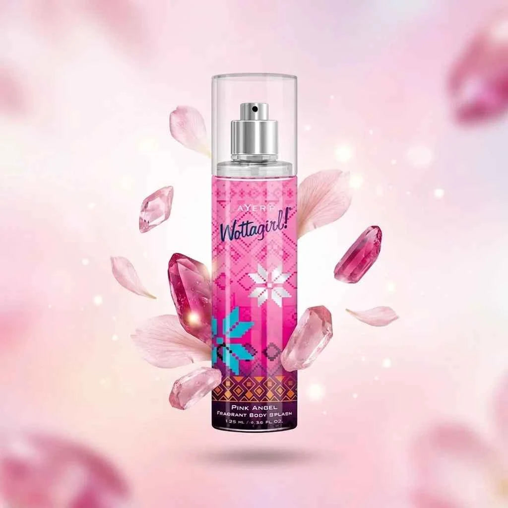 layer'r wottagirl pink angel perfumed body splash for women 125ml long lasting fragrance mist