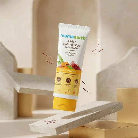 Mamaearth Ubtan Natural Glow Face Wash 100ml with Turmeric & Saffron | Tan Removal Face Wash for Normal to Oily Skin - GEHNA OFFICIAL