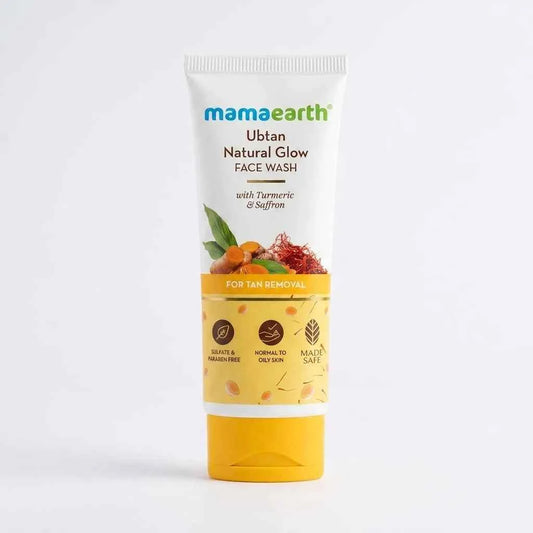 Mamaearth Ubtan Natural Glow Face Wash 100ml with Turmeric & Saffron | Tan Removal Face Wash for Normal to Oily Skin - GEHNA OFFICIAL