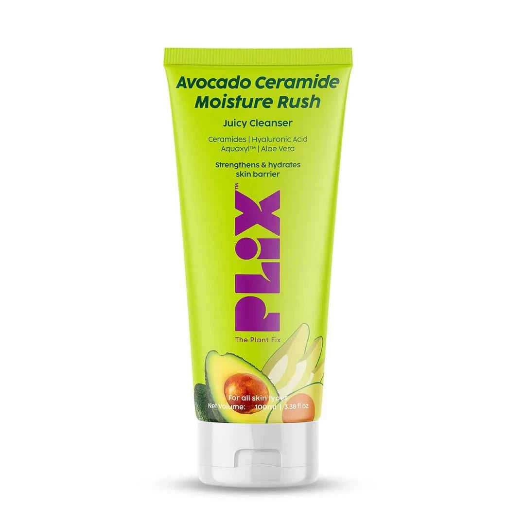 PLIX Avocado Ceramide Moisture Rush Cleanser – Gentle Hydrating Face Wash (100ml) - GEHNA OFFICIAL