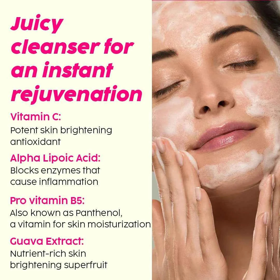 PLIX Guava Glow Juicy Cleanser – Vitamin C + ALA + Pro Vitamin B5 (100ml) - GEHNA OFFICIAL