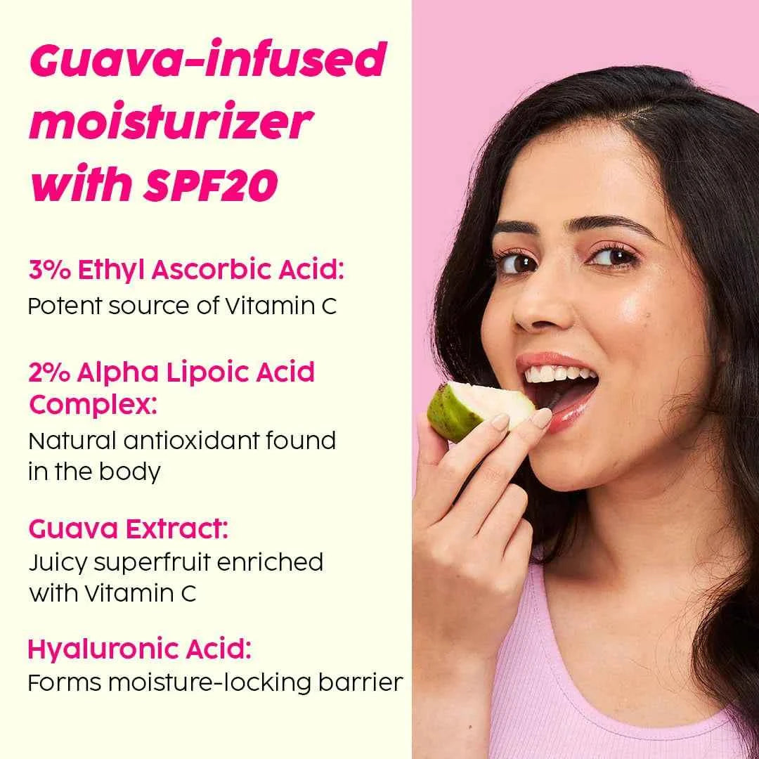 plix guava glow smoothie moisturizer – 3% vitamin c, ala & spf 20 (50g) - gehna official