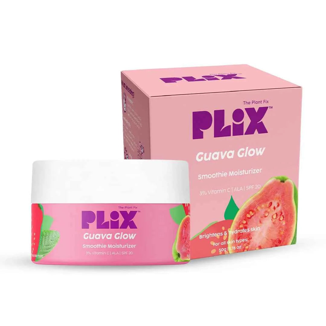 plix guava glow smoothie moisturizer – 3% vitamin c, ala & spf 20 (50g) - gehna official