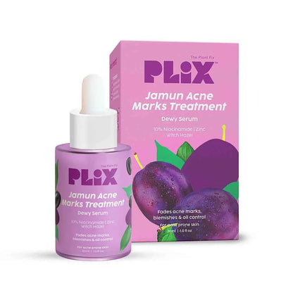 PLIX Jamun Acne Marks Treatment Dewy Serum – 10% Niacinamide, Zinc & Witch Hazel (30ml) - GEHNA OFFICIAL