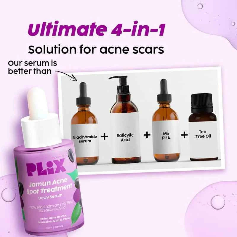 PLIX Jamun Acne Marks Treatment Dewy Serum – 10% Niacinamide, Zinc & Witch Hazel (30ml) - GEHNA OFFICIAL