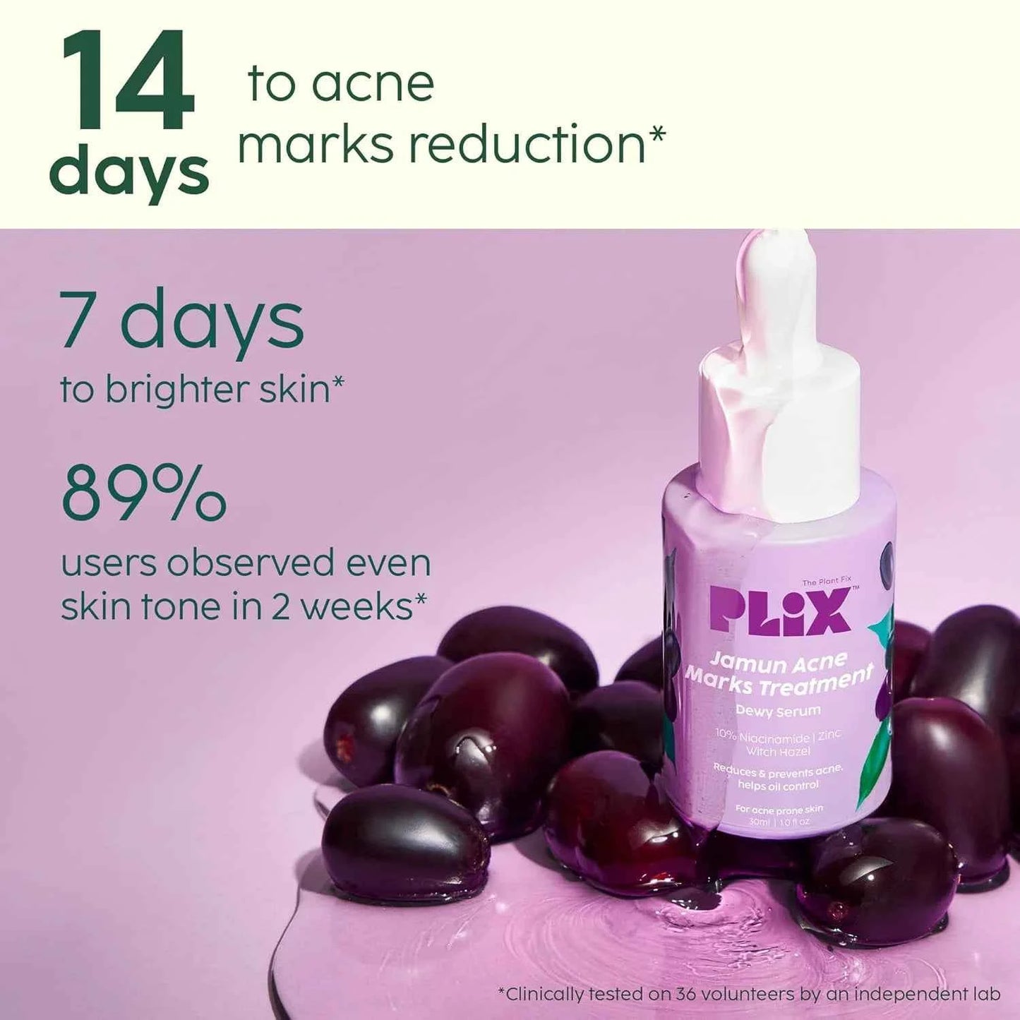 plix jamun acne marks treatment dewy serum – 10% niacinamide, zinc & witch hazel (30ml) - gehna official
