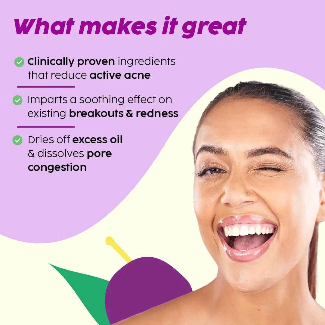 PLIX Jamun Active Acne Juicy Cleanser – Salicylic Acid, Betaine & Azelaic Acid (100ml) - GEHNA OFFICIAL